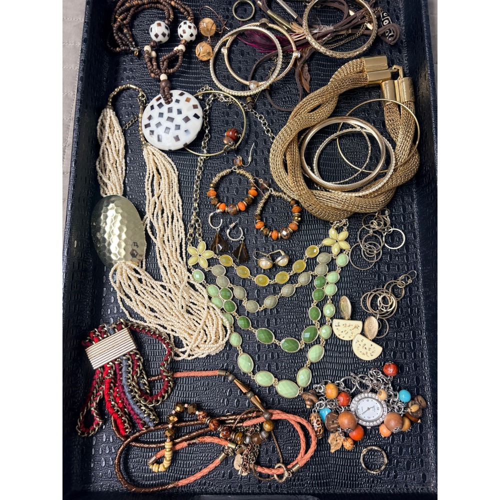 Mixed Fashion Bulk Jewelry Lot Wearable to Craft Pieces 1lb 5oz